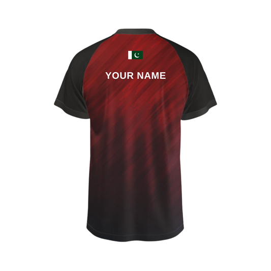 Vortex Performance Padel T-Shirt – Imported Mesh Fabric | Premium Sublimation Sports Shirt (Red & Black)