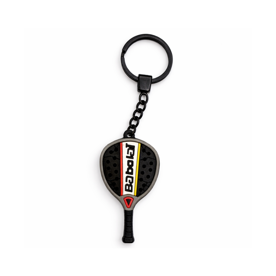 Babolat-inspired padel keychain grey mini racket fan accessory