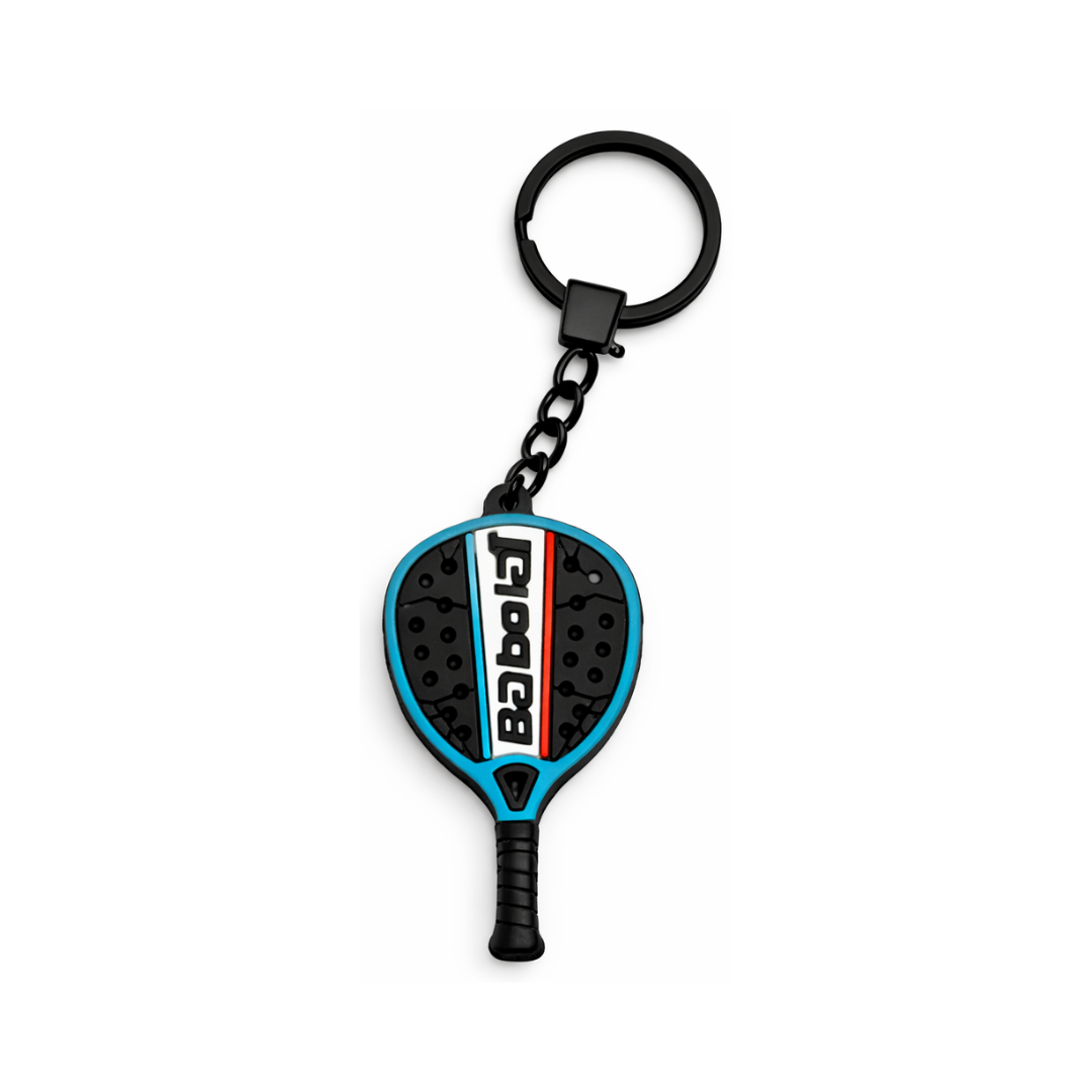 Babolat-inspired padel keychain blue mini racket fan accessory