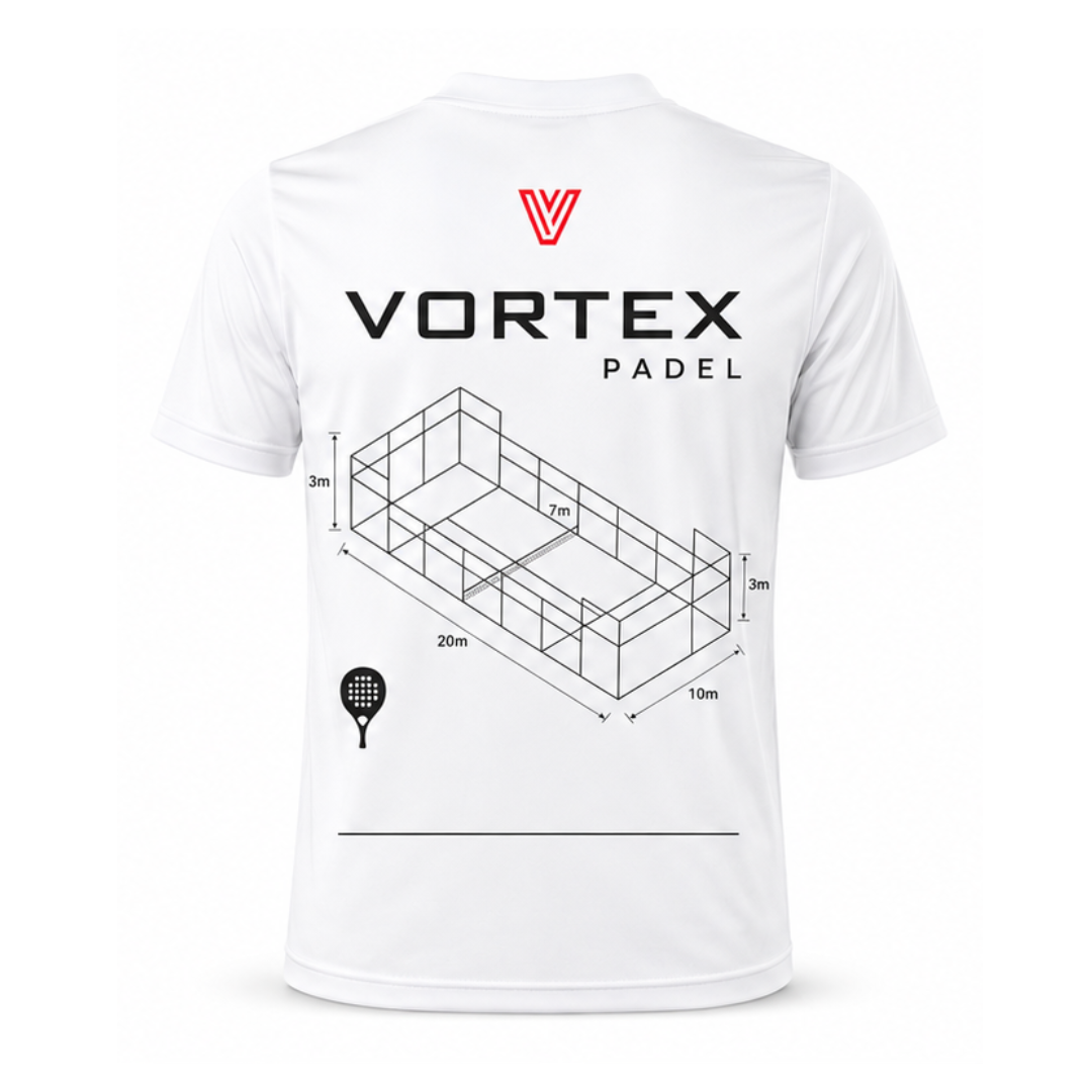 Vortex Padel Court Performance T-Shirt – White Edition