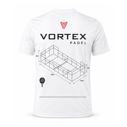 Vortex Padel Court Performance T-Shirt – White Edition
