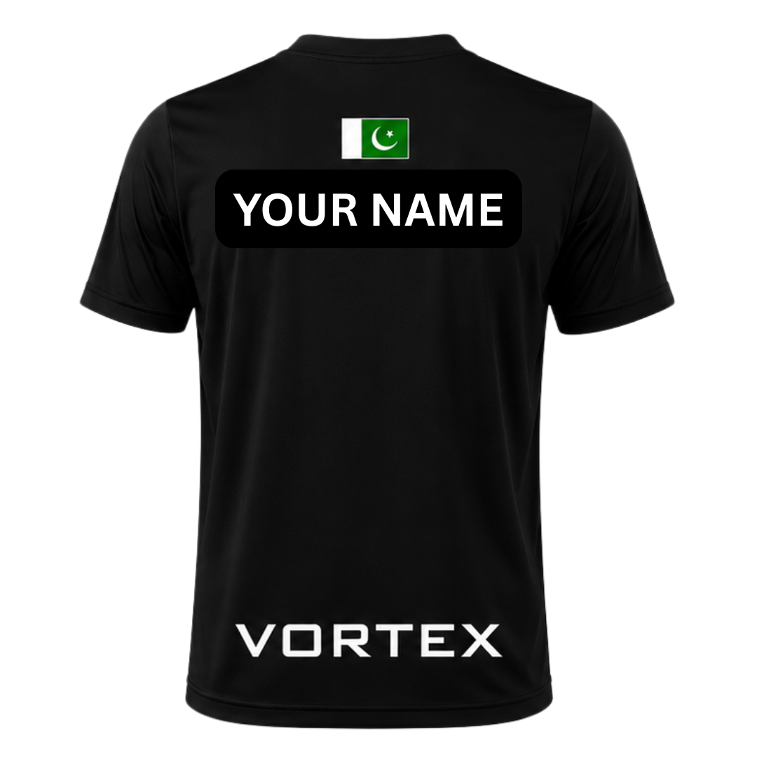 Vortex Custom Name Performance T-Shirt – Black Edition