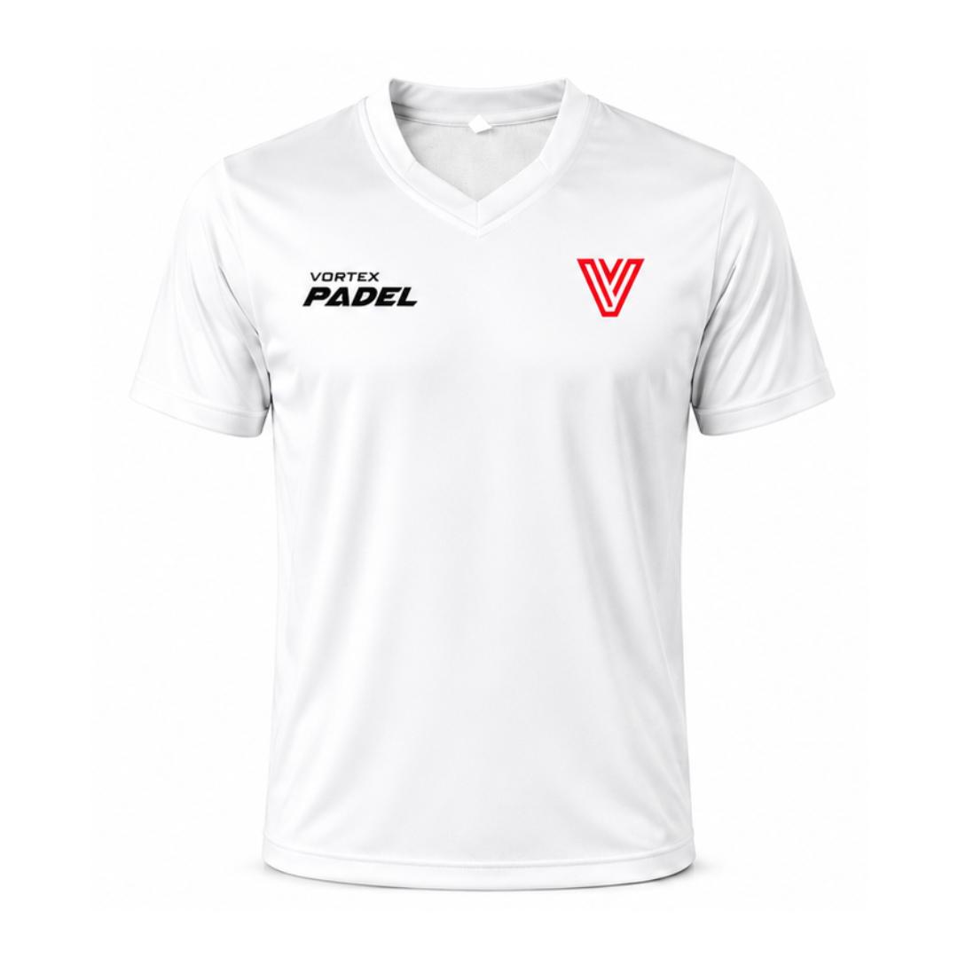Vortex Padel Court Performance T-Shirt – White Edition