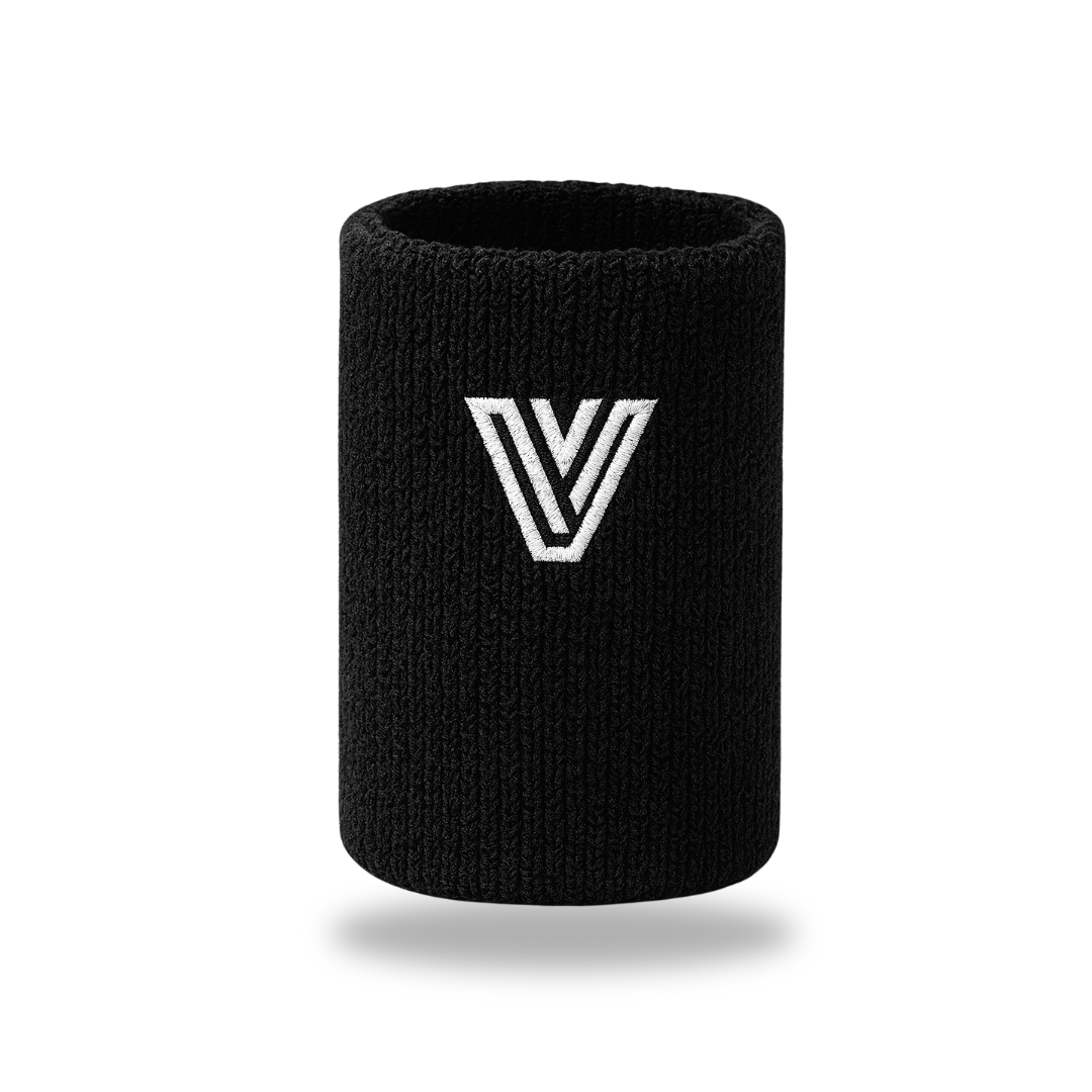 Black Vortex wrist sweat bands moisture wicking padel performance accessory