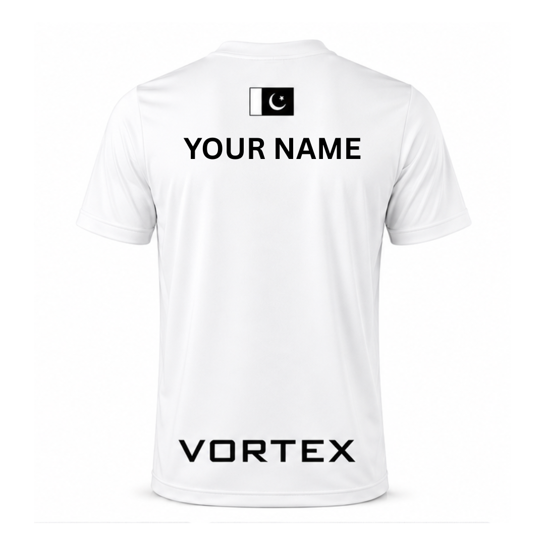 Vortex Custom Name Performance T-Shirt – White Edition
