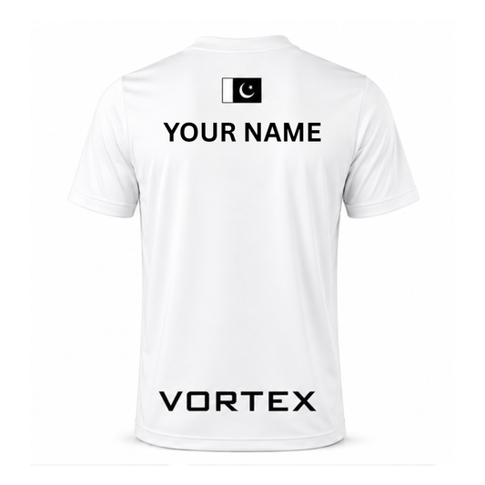 Vortex Custom Name Performance T-Shirt – White Edition