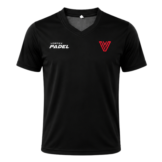 Vortex Padel Court Performance T-Shirt – Black Edition