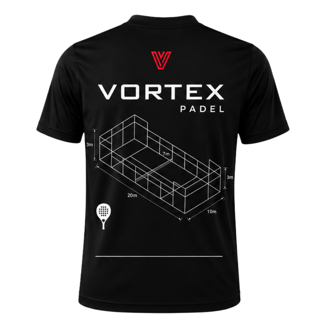 Vortex Padel Court Performance T-Shirt – Black Edition