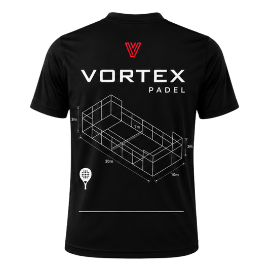 Vortex Padel Court Performance T-Shirt – Black Edition